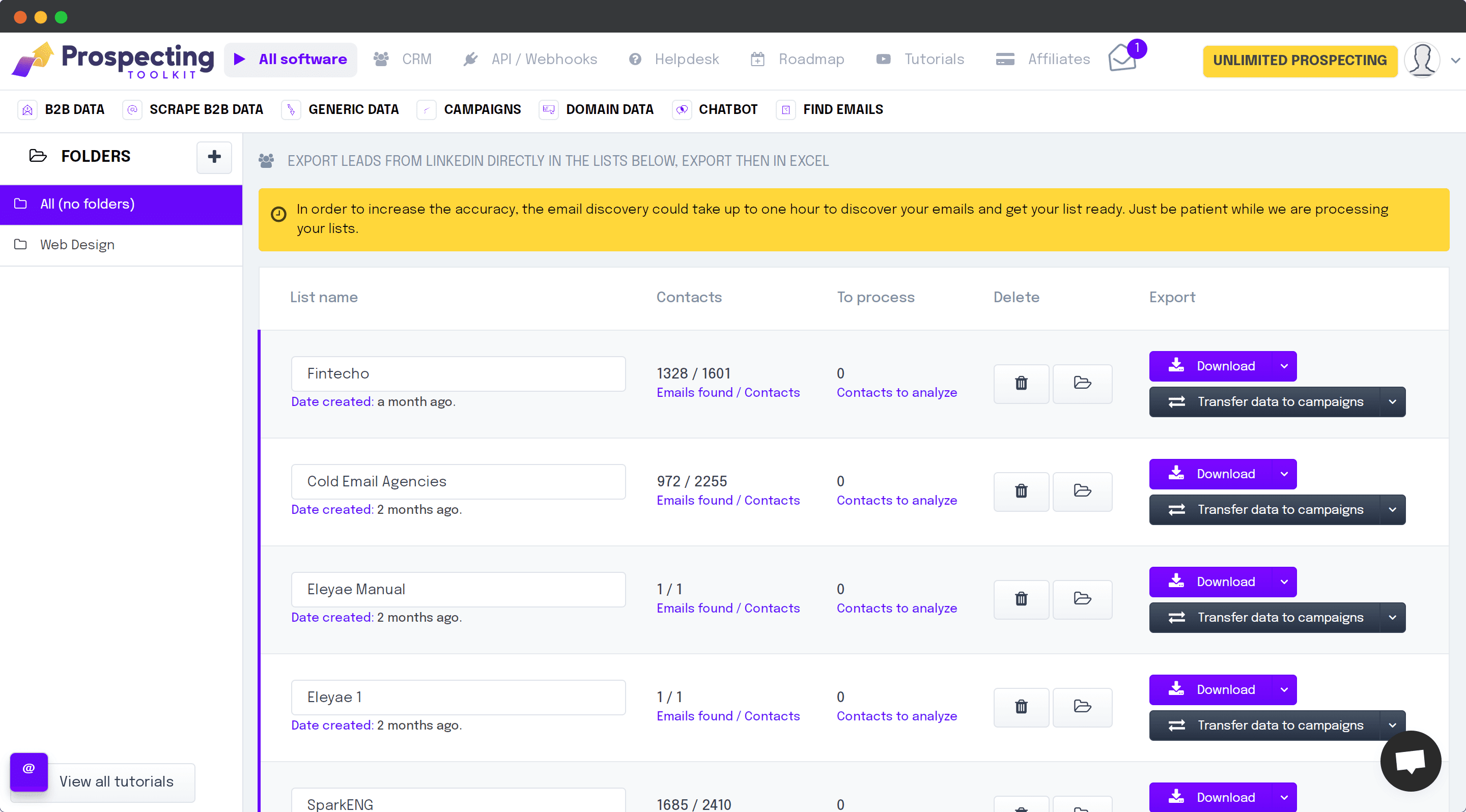Create unlimited LinkedIn email list segments