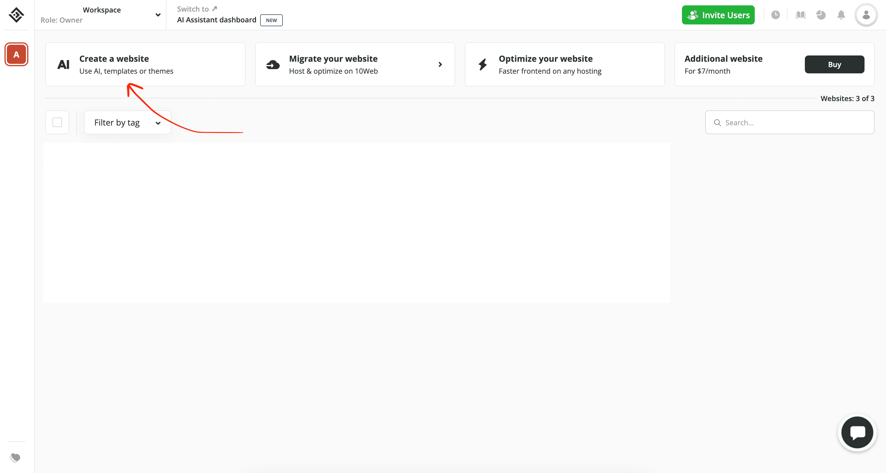 Screenshot of Ai features in 10web
